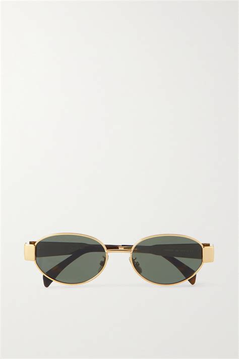 celine oval-frame gold-tone and tortoiseshell acetate sunglasses|CELINE Eyewear .